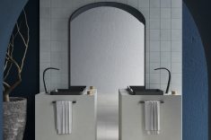 Deca - Bica Deca You Wave - Black Matte/ Acionamento para torneira Deca You Quadrado - Black Matte / Porta toalhas de rosto Deca You Quadrado - Black Matte + Cuba de apoio Inox retangular - Black Matte