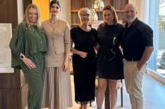 A empresária Birgit Keller Marsili, da Lavoutique, com as editoras de Casa Sul, Julia Campos Mulinari e Rosicler Ribeiro de Campos, Andrea Gappmeyer, da StylebyGapp e o diretor da Silvia Döring, Rubens Burgel